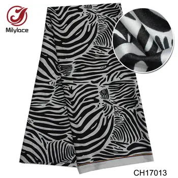 

New Digital Printed Chiffon Fabric 5 Yards Popular Nigerian Ankara Wax Pattern Design Chiffon Fabric for Garment CH17013