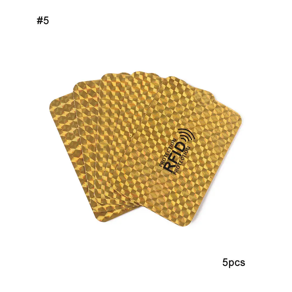 05-5Pcs 5/10 шт. Алюминий Фольга RFID чехол анти-размагничивания держатель для карт Защита банковской карты комплект Экранирование сумка NFC Анти-кражи держатель для карт - Цвет: 05-5Pcs