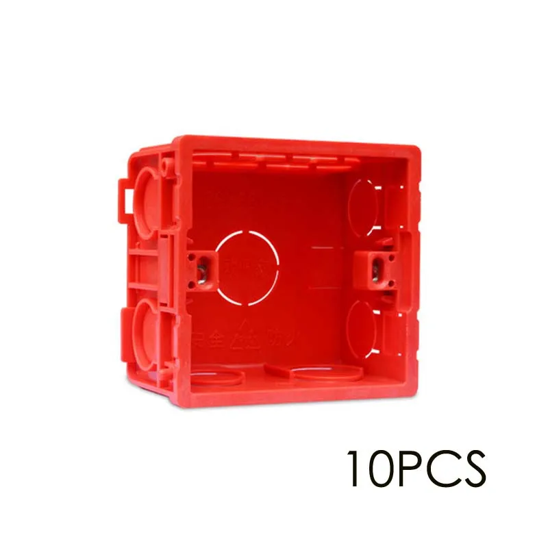 Red 10PCS 86*86 мм распределительная коробка для монтажа в стену для настенного переключателя и пластикового корпуса розетка задняя коробка розетка 86 мм кассета Универсальная - Цвет: Red 10PCS