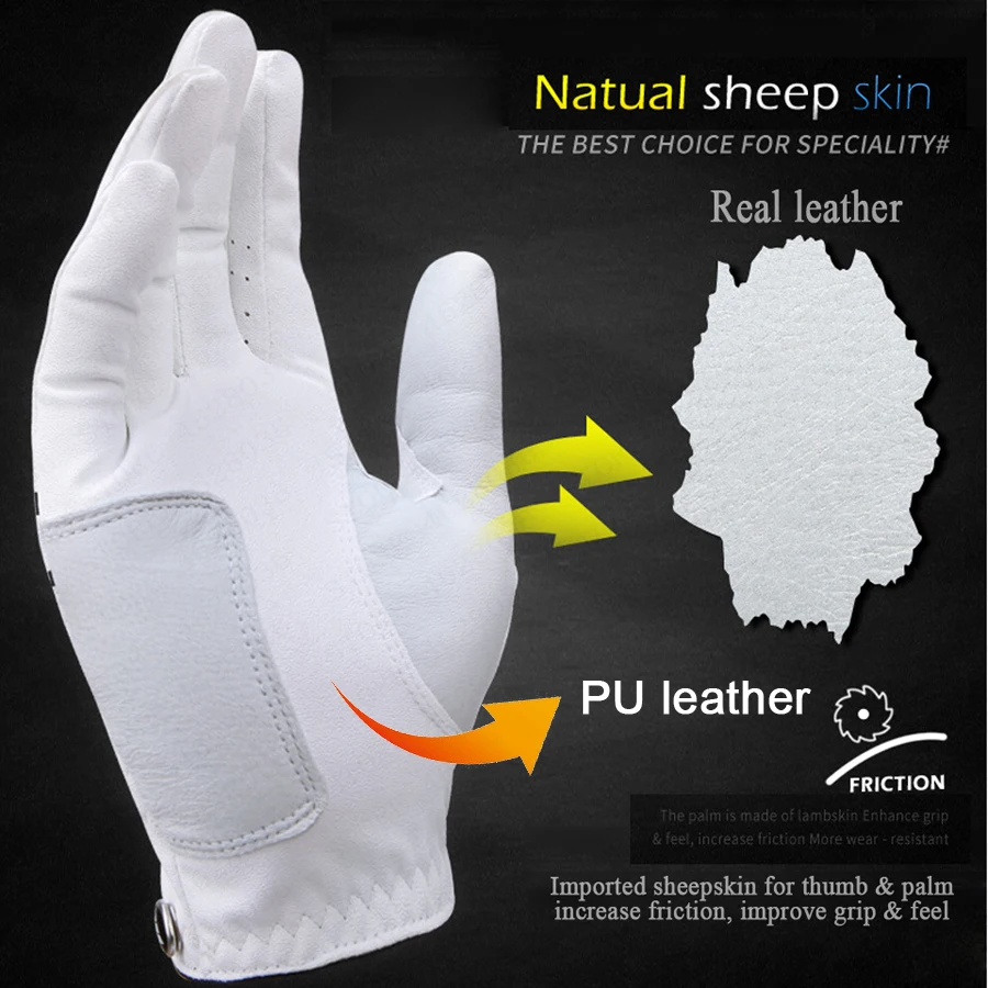 PGM GOLF GLOVES SHEEPSKIN GENUINE + PU LEATHER GLOVE LEFT RIGHT HAND 1 PC WITH GOLF BALL MARKER FREE SHIPPING DROPSHIPPING 2