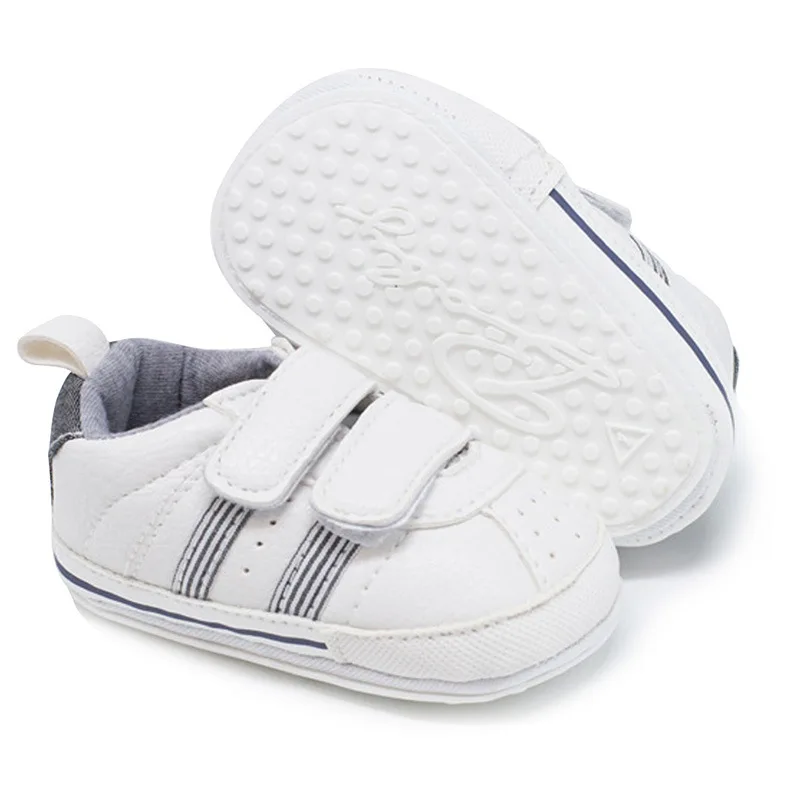 Новинка, детская обувь, в полоску, с рисунком, с пастой, из ПУ материала, для детей, повседневная, с элементами, для детей, кроссовки для девочек и мальчиков - Цвет: Серый