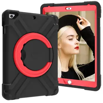 

For Coque iPad Air 2 Case Fashion 2 in 1 Hybird Kid EVA Rubber Rotating Shockproof Stand Tablet Cover Case for iPad Air 9.7 2017