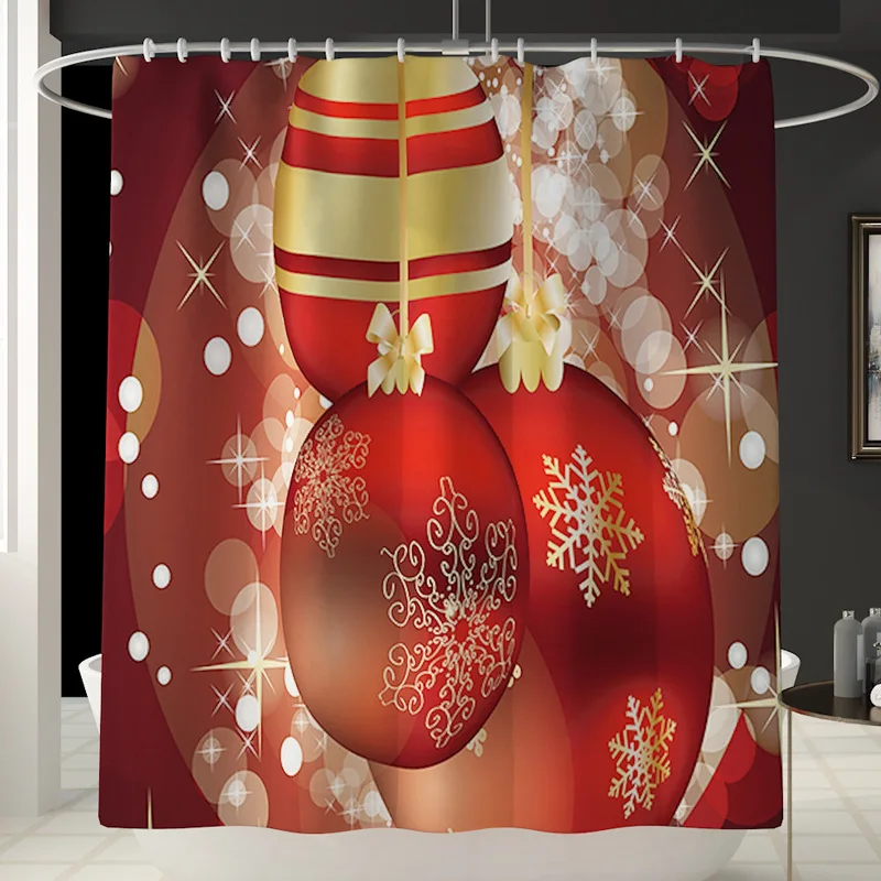 Блестящий воздушный шар 3D занавеска для душа Merry Christmas наборы для ванной Санта Клаус Олень; Снежинка Крышка для туалета коврик нескользящий коврик набор