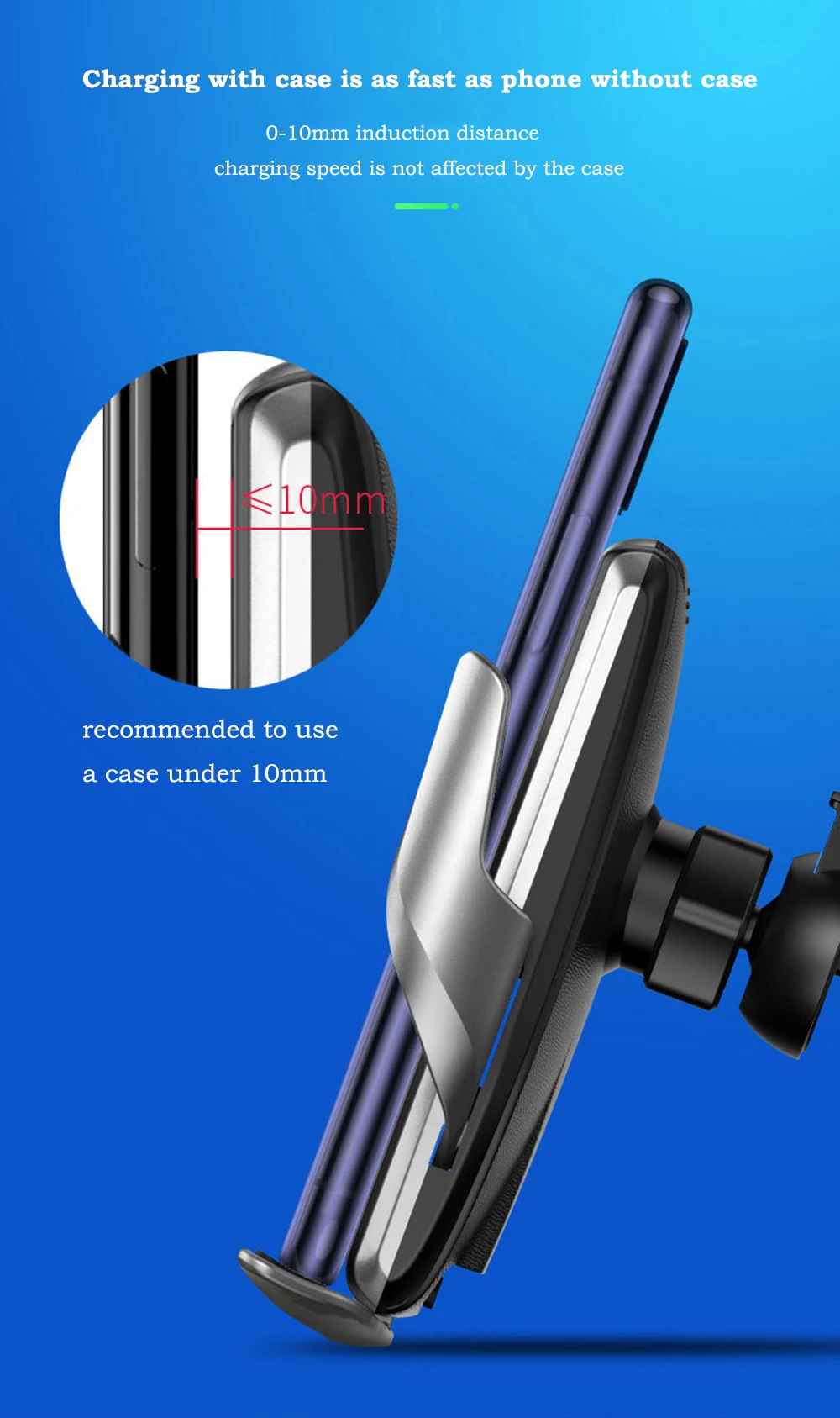 06Super Capacitor Car Wireless Charger Automatic Clamp 15W Fast Charge Mount 