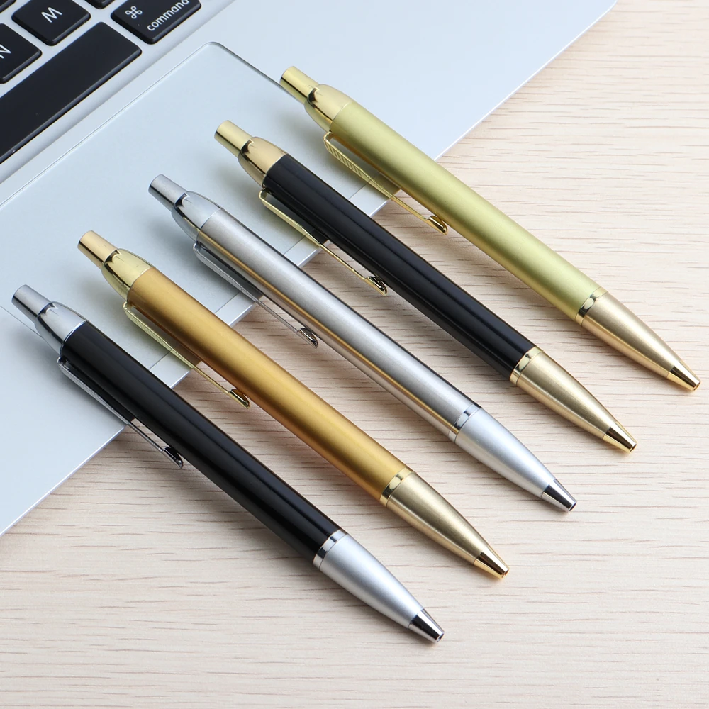 Ballpoint Pen 1/15/PCS Ball Pen Press Style Commercial Metal Ballpoint Pens For School Office Core Automatic Ballpoint Pen Ink Black Blue