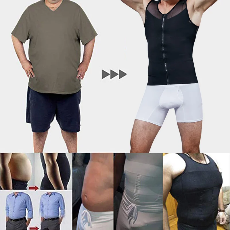Men Shaper Corset For Man Slimming Waist Trimmer Zipper Body Shapers Control Belly Tops Abdominal Vest Waist Trainer Tummy