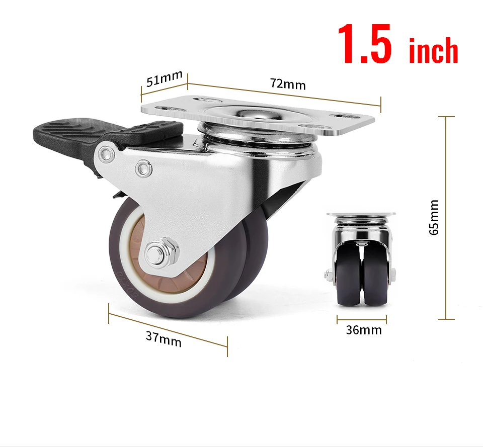 Carrinho De Plataforma, 1.5 in, 2 in, 4PCs
