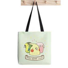 

Shopper Crazy Bird Lady Tote Bag Printed Tote Bag women Harajuku shopper handbag girl Shoulder shopping bag Lady Canvas Bag