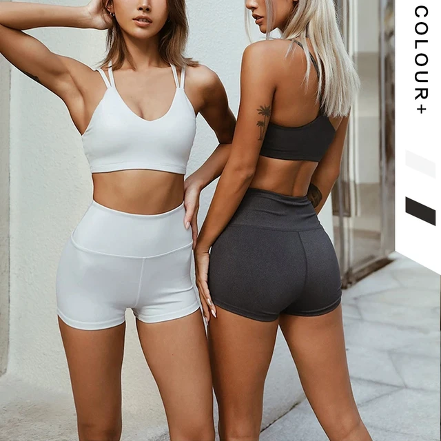 1set Seamless Shorts Yoga Sets Womens Ribbed Workout Outfits Bra Shorts  Sports Leggings Matching Sets Fitness Suits Gym Clothes - AliExpress