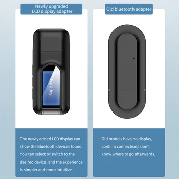 

Stereo Fully Compatible Wireless Audio Adapter Receiver Transmitter Music USB Interface HIFI Stable Bluetooth 5.0 LCD Display