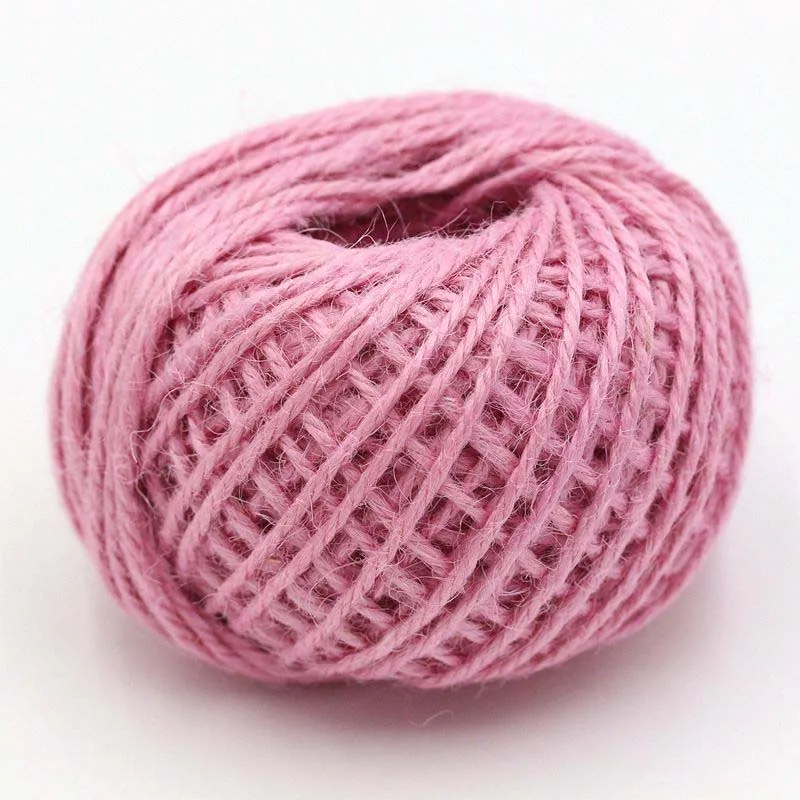 pink 50 м натуральная джутовая веревка из мешковины, Hessian шпагат, пеньковый шнур, подарочная упаковка, упаковочные шнуры, свадебные ярлыки, украшения для самодельного изготовления, Декор - Color: pink