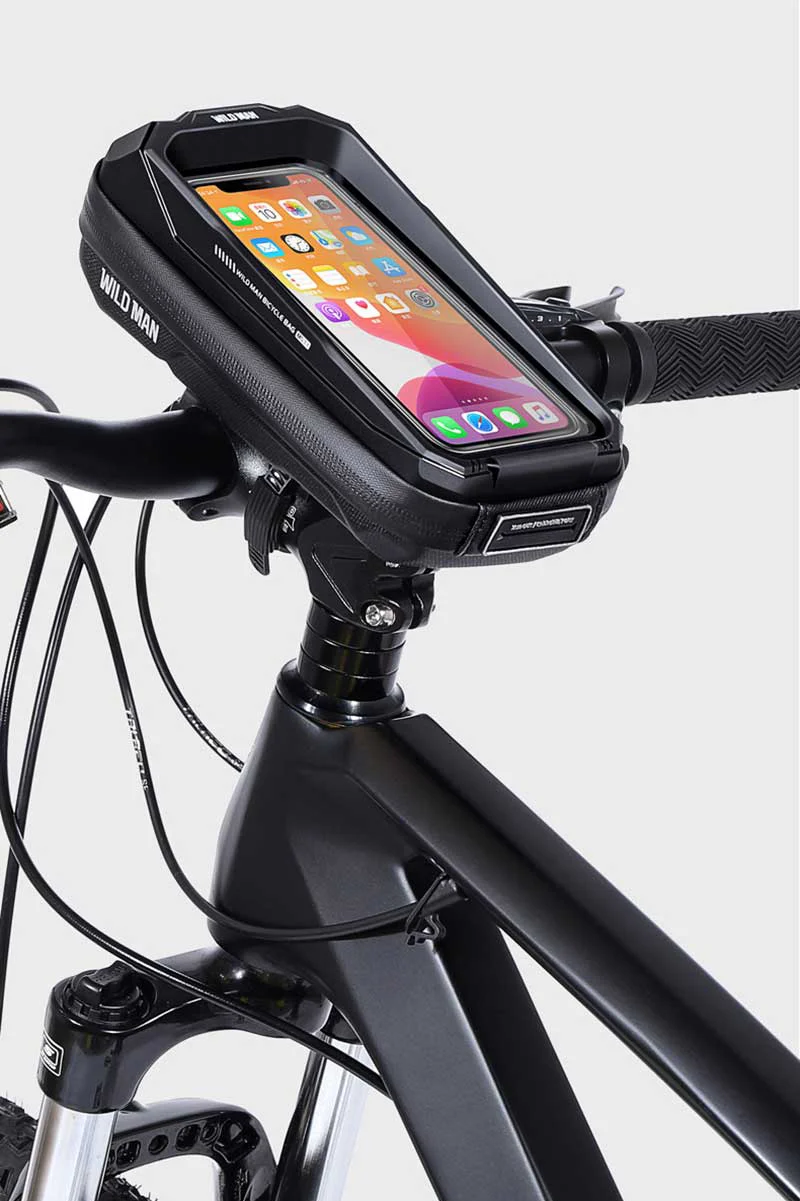 Sacoche De Vélo De Cadre Avec Support Téléphone (6-8 Pouces) - Takezero, étanche, Noir