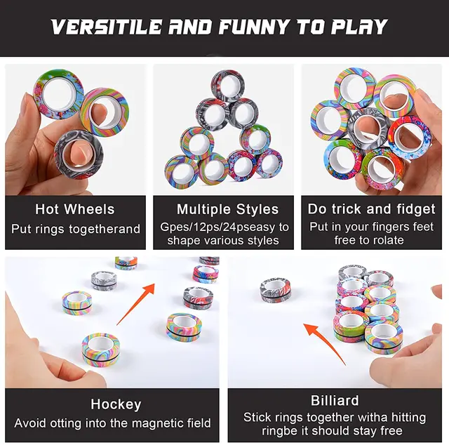 Magnetic Rings Fidget Toy Anti-Stress Magic RingTools Children Magnetic Ring Finger Spinner Ring Anxiety Relief Therapy Toys 5