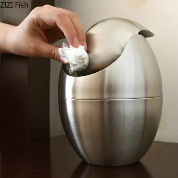 

Creative Stainless Steel Mini Small Waste Bin Desktop Garbage Basket Home Table Office Supplies Waste Paper Trash Can