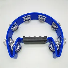 

4 Colors Single Half Moon Tambourine Percussion Hand Bells Party Play Jingles Grip Handle Play KTV Bell Orff Percussion