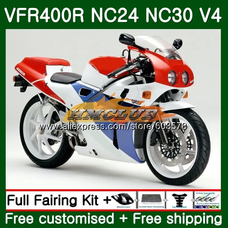 Vfr400 R For Honda Vfr400r 1987 19 19 1990 1991 1992 98cl 30 Rvf Vfr 400 R Nc24 Nc30 87 90 91 92 Red White Fairing Combinations Aliexpress