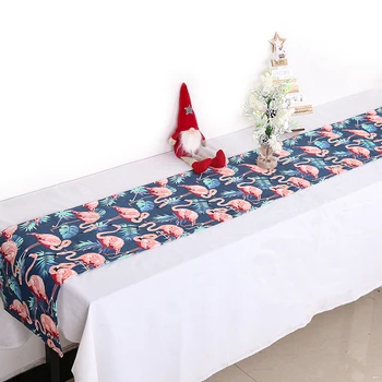 

280*30 cm Table Runner Flamingo Starfish Palm Tree Hawaiian Party Table Decor Christmas Decorations For Home New Year Supplies