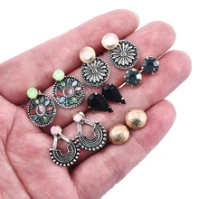 Модные элегантные 6 пар/компл. Для женщин с цветами и жемчугом сережки-гвоздики с кристаллами для девочек элегантное розовое Цветочное сердце подарочный набор украшений для ушей