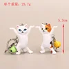 Funny Cartoon Dancing Cat Metal Keychain White Black Orange Grey Kitten Bell Trinket Car Keyring Bag Couple Pendant Pen Holder 2