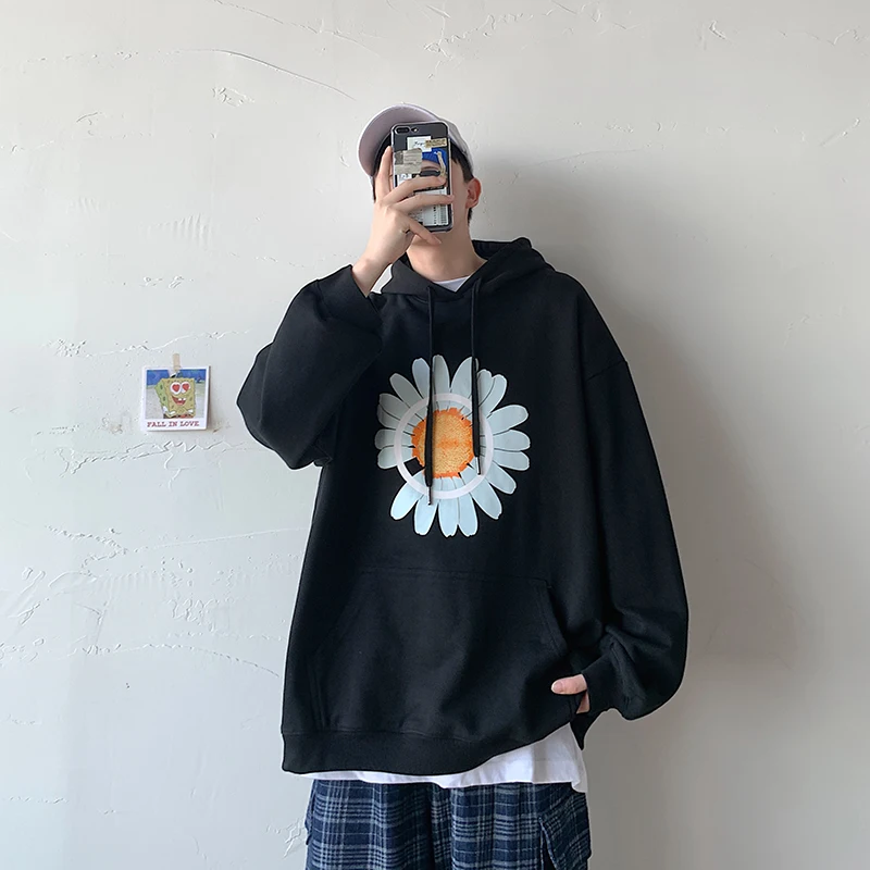 

Sudaderas con capucha para hombre 2020, Otoño Invierno, estampado Floral, Polar, sudaderas con capucha para hombre, Harajuku, ab