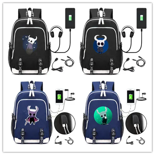 

Hot game hollow knight Laptop Backpack External USB Charge Bag School Bags Teenagers Unisex Travel Rucksack