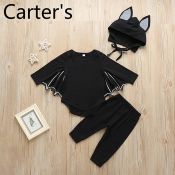 

Carter's Autumn European and American Halloween baby bat romper suit baby long-sleeved one-piece trousers 3-piece set Romper New