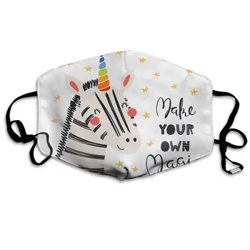 

Swono Mask Zebra,Cute Funny Zebra with A Unicorn Horn Make Your Own Magic Polyester Anti Dust Face Mask-Washable and Reusable