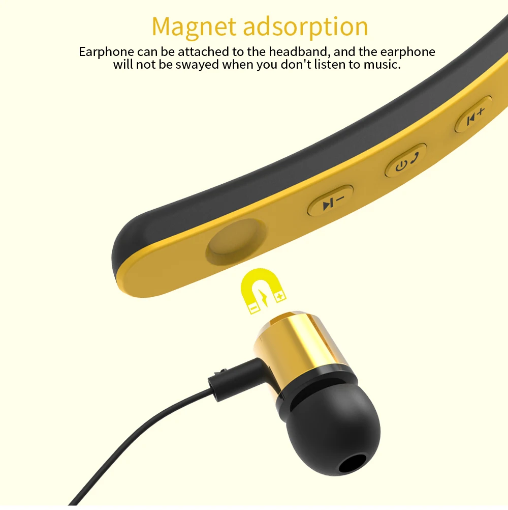 Беспроводные наушники Bluetooth в ухо гарнитура складные спортивные наушники интернет знаменитости прямая трансляция с магнитным микрофоном