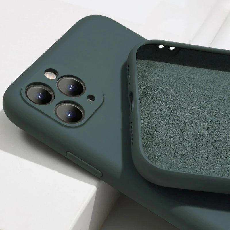 Funda de silicona líquida para teléfono móvil iPhone, carcasa de silicona líquida para iPhone 12 11 Pro XS Max SE 2020 X Xr SE2 12 mini 5,4 8 7 6s Plus