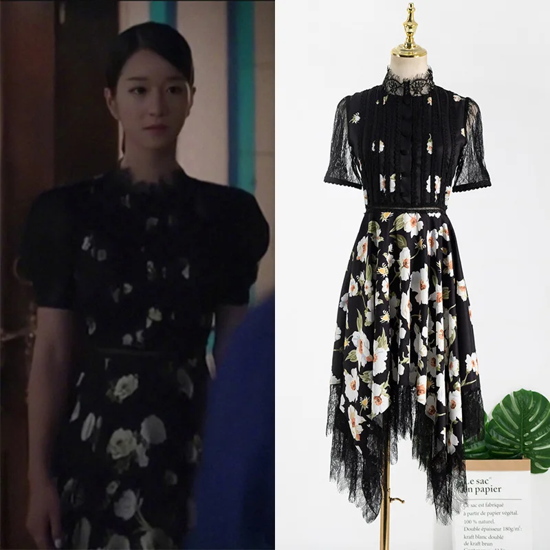 2020 корейский рисунок 예예지 летние платья для женщин черное кружевное платье