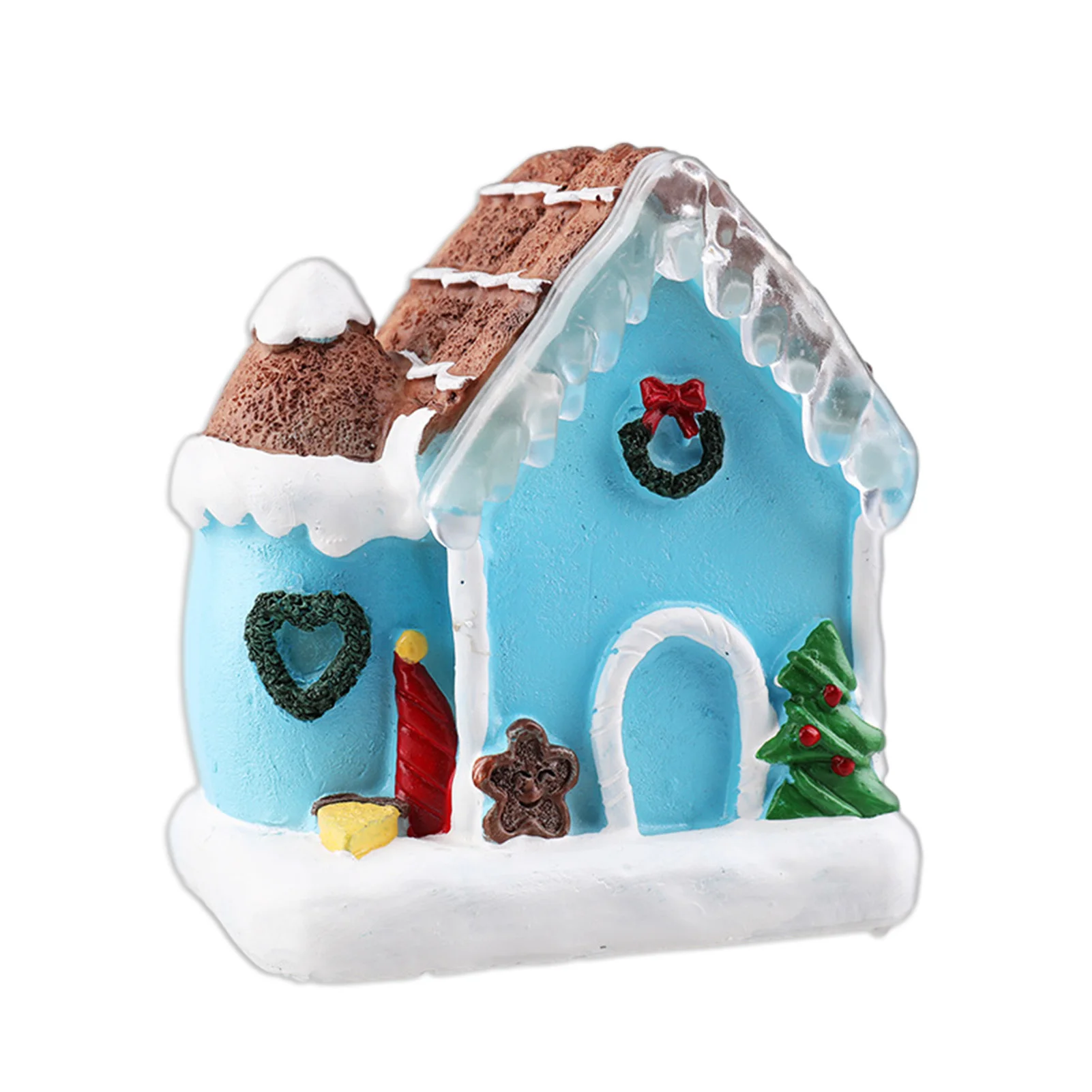 2021 Miniature Figurines Cute Dreamy Snow Scene Cottage House With Light Christmas Desk Ornament Accessories Craetive Toy Gift | Дом и сад