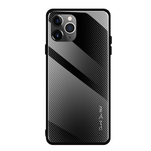 NFH градиентное закаленное стекло чехол для iPhone 6 6S Plus 7 8 Plus 10 мягкий бампер жесткий стеклянный чехол оболочка на 11 Pro Max Xs XR XS Max - Цвет: Черный