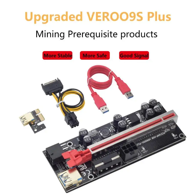 CAMK VER009S PCI-E Riser Card 009S PCI Express PCIE 1X to 16X Extender 0.6M USB 3.0 Cable SATA To 6Pin Power for Video Card 2