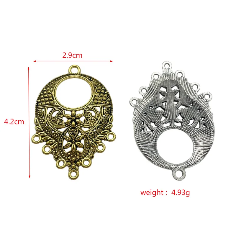 JunKang 10pcs 합금 워터 드롭 중공 꽃 펜던트 연결 조각 DIY 만들기 목걸이 스웨터 체인 쥬얼리 액세서리