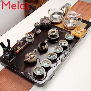 

Tea Set Home Ebony Solid Wood Tea Tray Set Kung Fu Tea Table Ceramic Cup Integrated Living Room Office Simplicity