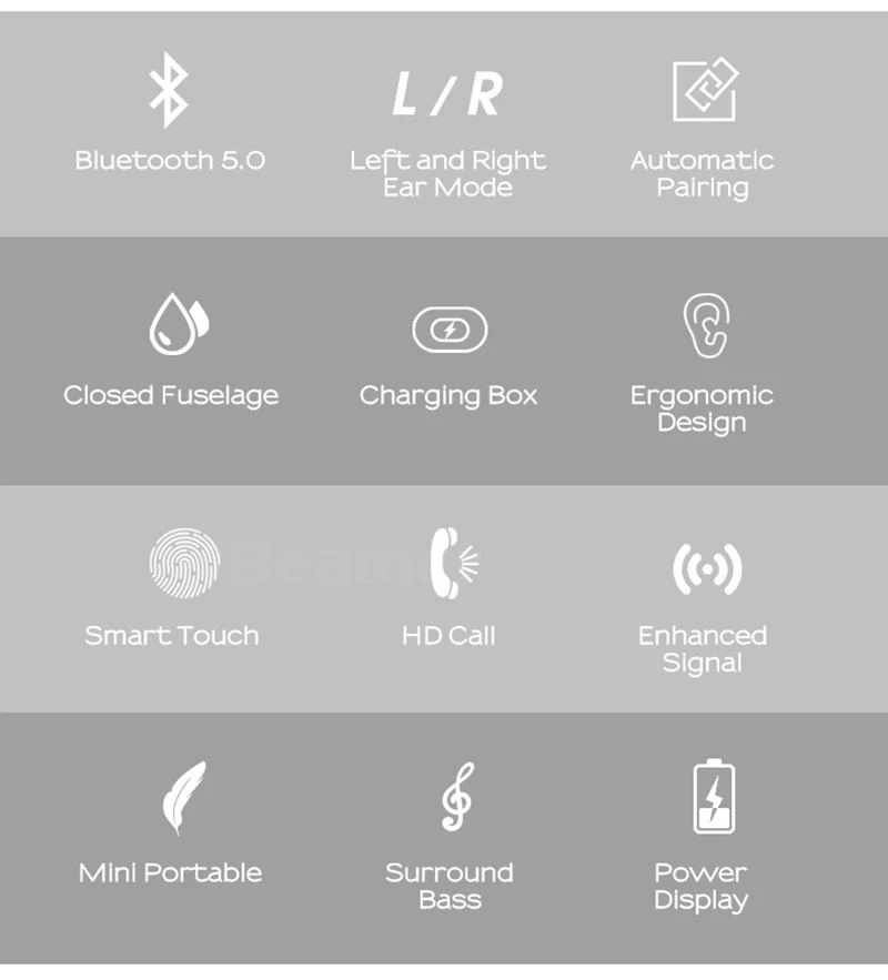 UBeamer V 5,0 Bluetooth наушники TWS настоящие беспроводные наушники выносливость водонепроницаемая Спортивная игровая гарнитура для Xiaomi iPhone X6