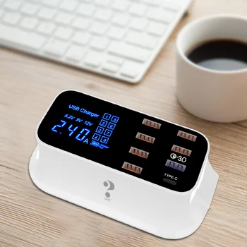 

Desktop USB Smart Charger Power Adapter Tablet Travel Home Office Quick LCD Digital Display Multi-port Type-c Phone