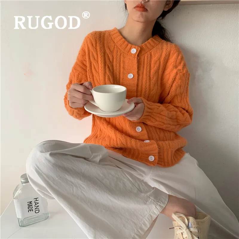 RUGOD Новое поступление осенний женский красочный теплый свитер милый уличная Мягкий Вязаный Кардиган однобортное повседневное пальто