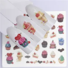 1 шт. десерт Цветущий с изображением цветов, переводные наклейки вкусный торт слайдер, которые переводятся на ногти, с помощью воды наклейки для дизайна ногтей Переводные татуировки