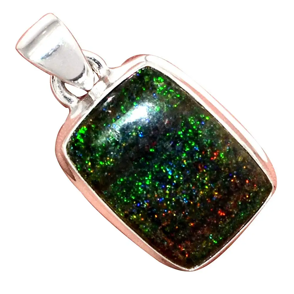

Genuine BLACK MATRIX OPAL Pendant 925 Sterling Silver, 28.6 mm, AP6542