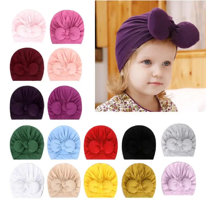 Детская шапочка тюрбан Шапка бини зимняя Хлопковая для маленьких девочек