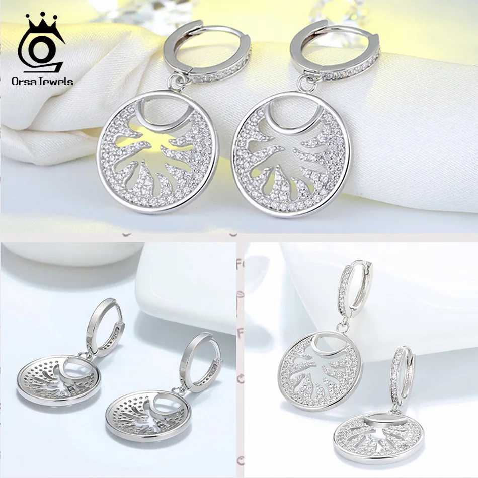 ORSA JEWELS, настоящие висячие серьги из серебра 925 пробы для женщин, полые резные серьги в форме Ловца снов, SE127