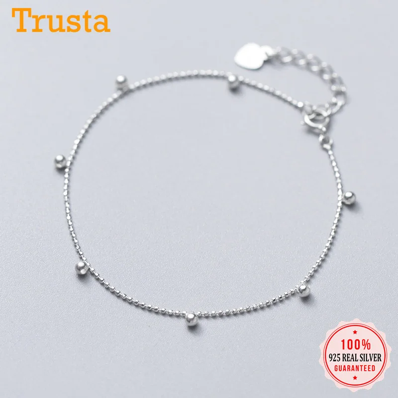 Trustdavis Подлинная 925 пробы Серебряная гладкая поверхность бусины слой цепи 16,5 см браслет для женщин Свадебные ювелирные изделия DS1893