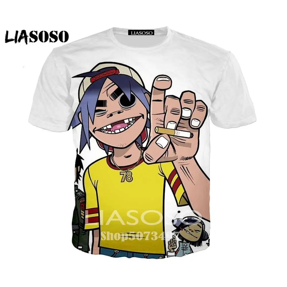 LIASOSO 2018 Новейшая 3D цветная печатная музыкальная лента Gorillaz Женская и мужская