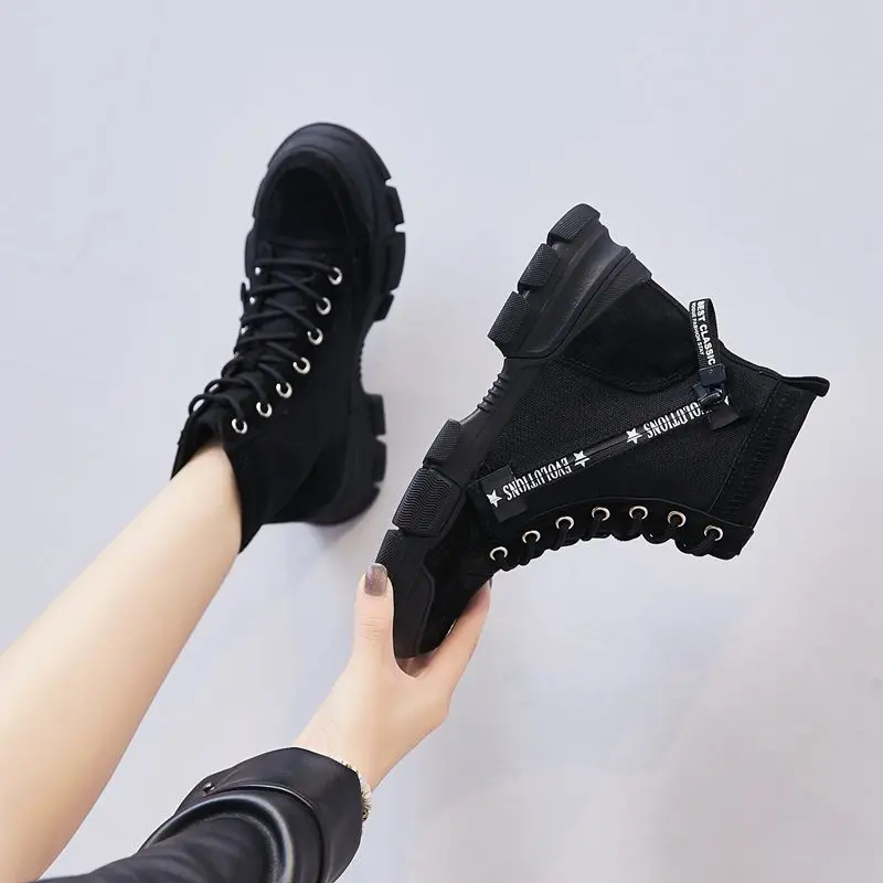 

Celebrity Celebrity Style Canvas Martin Boots Women's Thick Bottomed 2019 New Style Autumn And Winter Fashion WOMEN'S Boots Spri