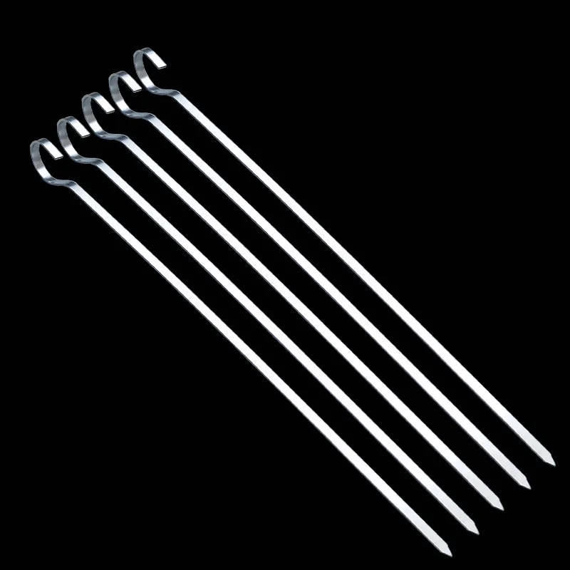 30cm/11.81" Stainless Steel BBQ Needle Barbecue Skewers Grill Shish Kabob Sticks Flat Meat Kitchen Tools BBQ Forks Accessories