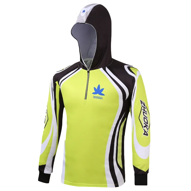 

Zhuo Coffee Outdoor Fishing Sun Blocking Service Hooded Long Sleeve Moisture Absorption Breathable Quick-Dry Angling Clothes