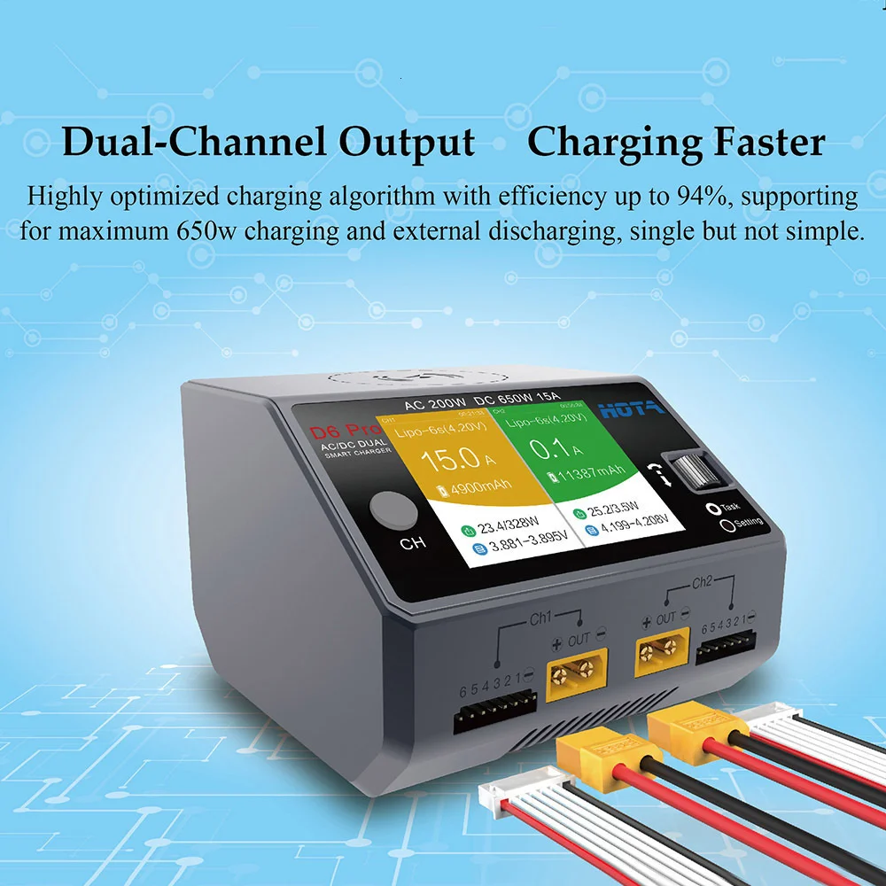 HOTA D6 Pro AC 200W DC 650W 15A Charger With Wireless Charging for Toys ...
