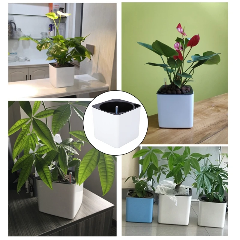 D7WA Garden Flower Pot Self Watering Succulents Plant Starter With Water Level Indicator Indoor Outdoor Decorations flower pot hydroponic flower pot plant pot