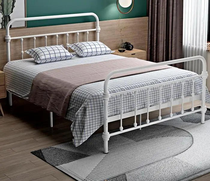 Modern simple pastoral European-style iron sheets, apartment, dormitory, iron frame bed, 1.2m, 1.5m, double frame bed